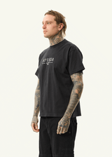 AFENDS Mens Spinal - Boxy Tee - Stone Black - Afends mens spinal   boxy tee   stone black