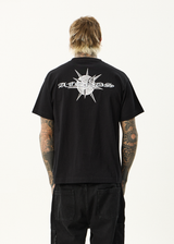 AFENDS Mens Spiked - Heavyweight Boxy Tee - Black - Afends mens spiked   heavyweight boxy tee   black