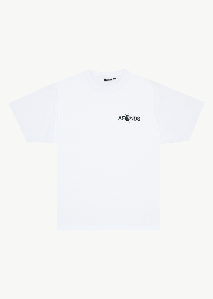 AFENDS Mens Spiked - Heavyweight Boxy Tee - White