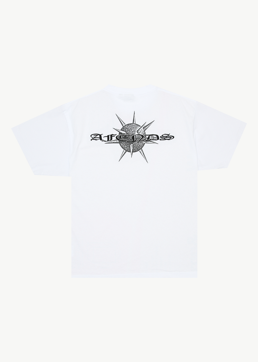 AFENDS Mens Spiked - Heavyweight Boxy Tee - White
