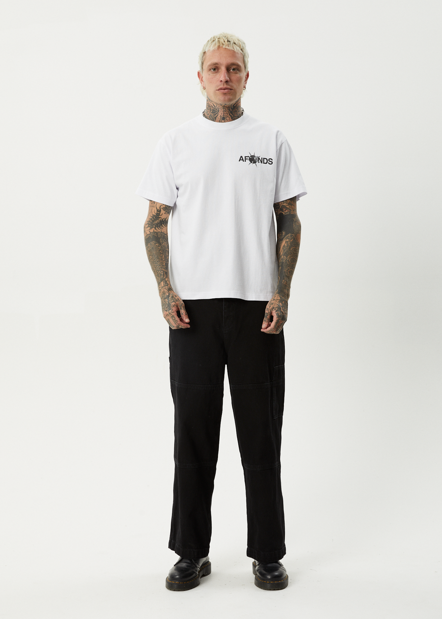 AFENDS Mens Spiked - Heavyweight Boxy Tee - White