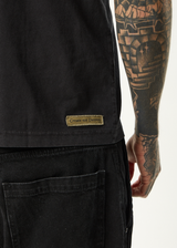 AFENDS Mens Spinal - Boxy Tee - Stone Black - Afends mens spinal   boxy tee   stone black
