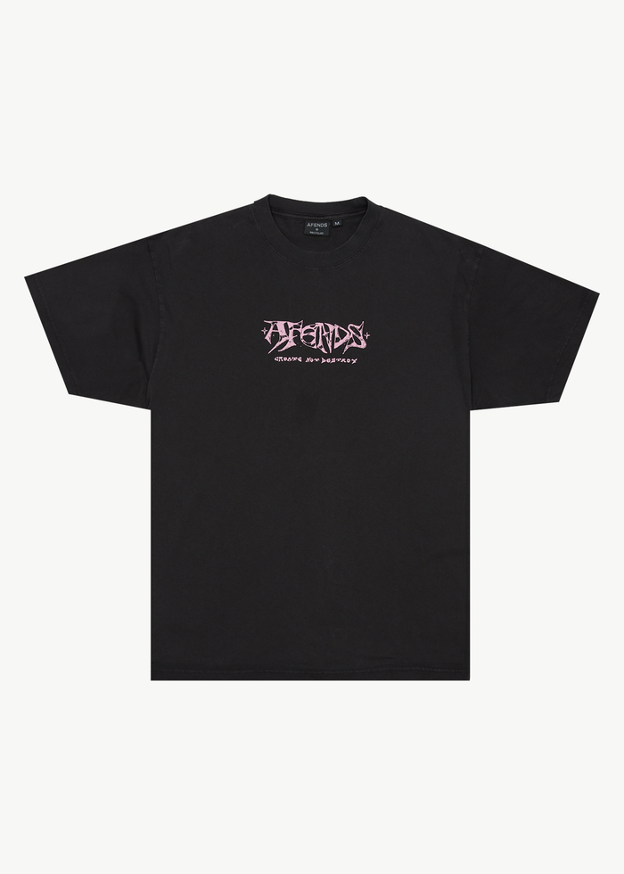 AFENDS Mens Horsey - Boxy Tee - Stone Black