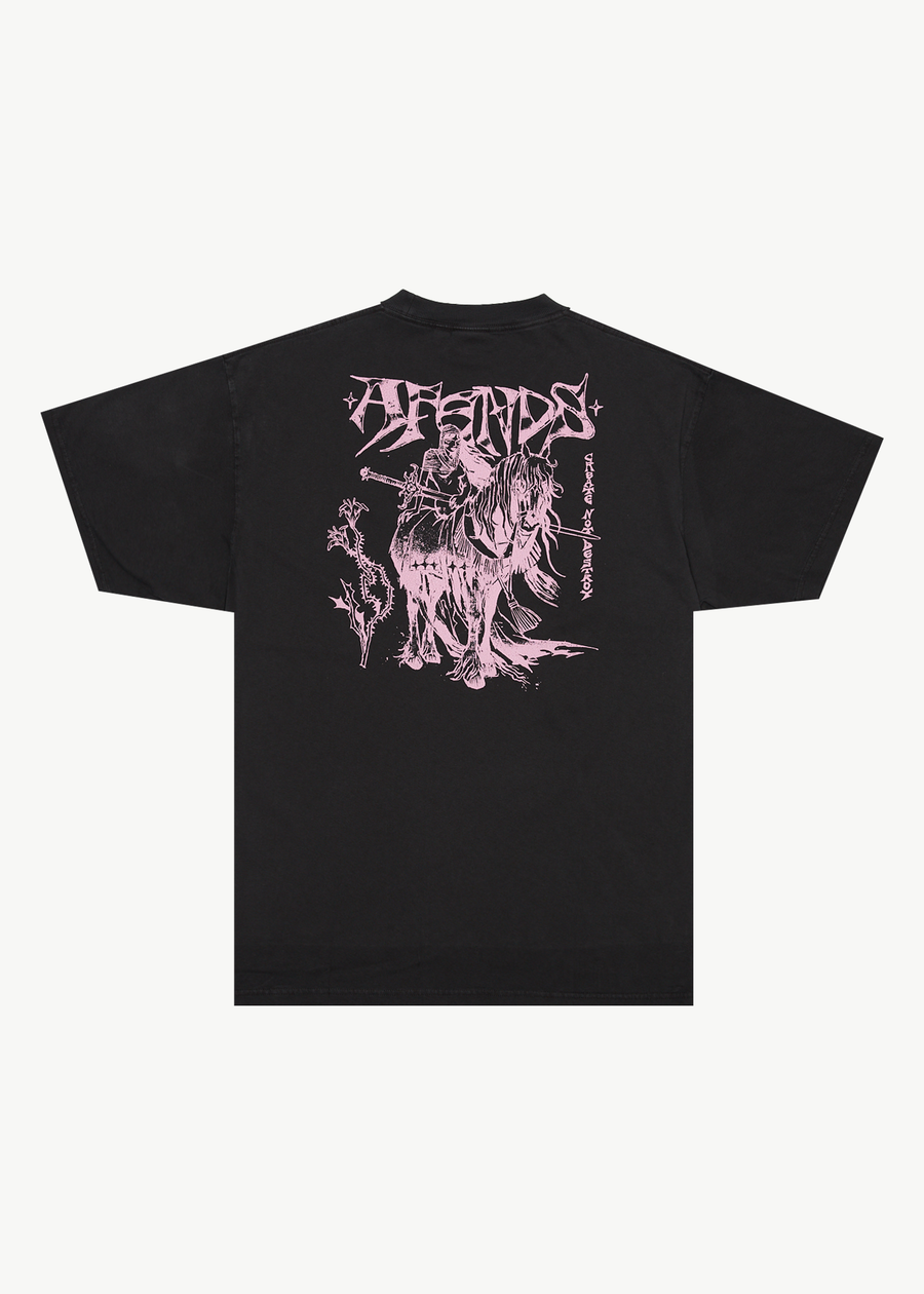 AFENDS Mens Horsey - Boxy Tee - Stone Black