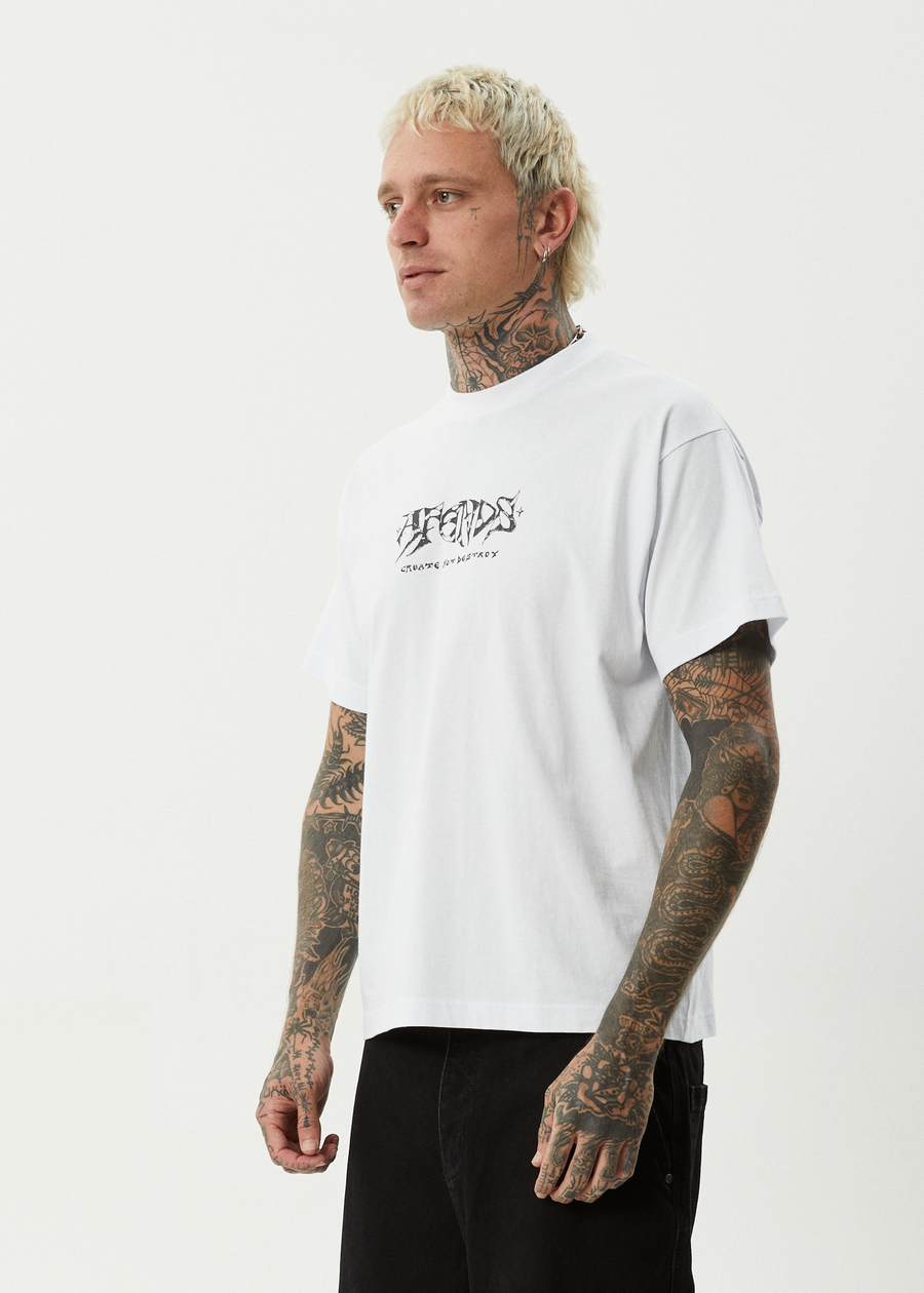 AFENDS Mens Horsey - Boxy Tee - White