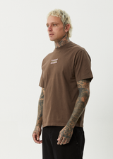 AFENDS Mens Sixsixsix - Retro Tee - Coffee - Afends mens sixsixsix   retro tee   coffee