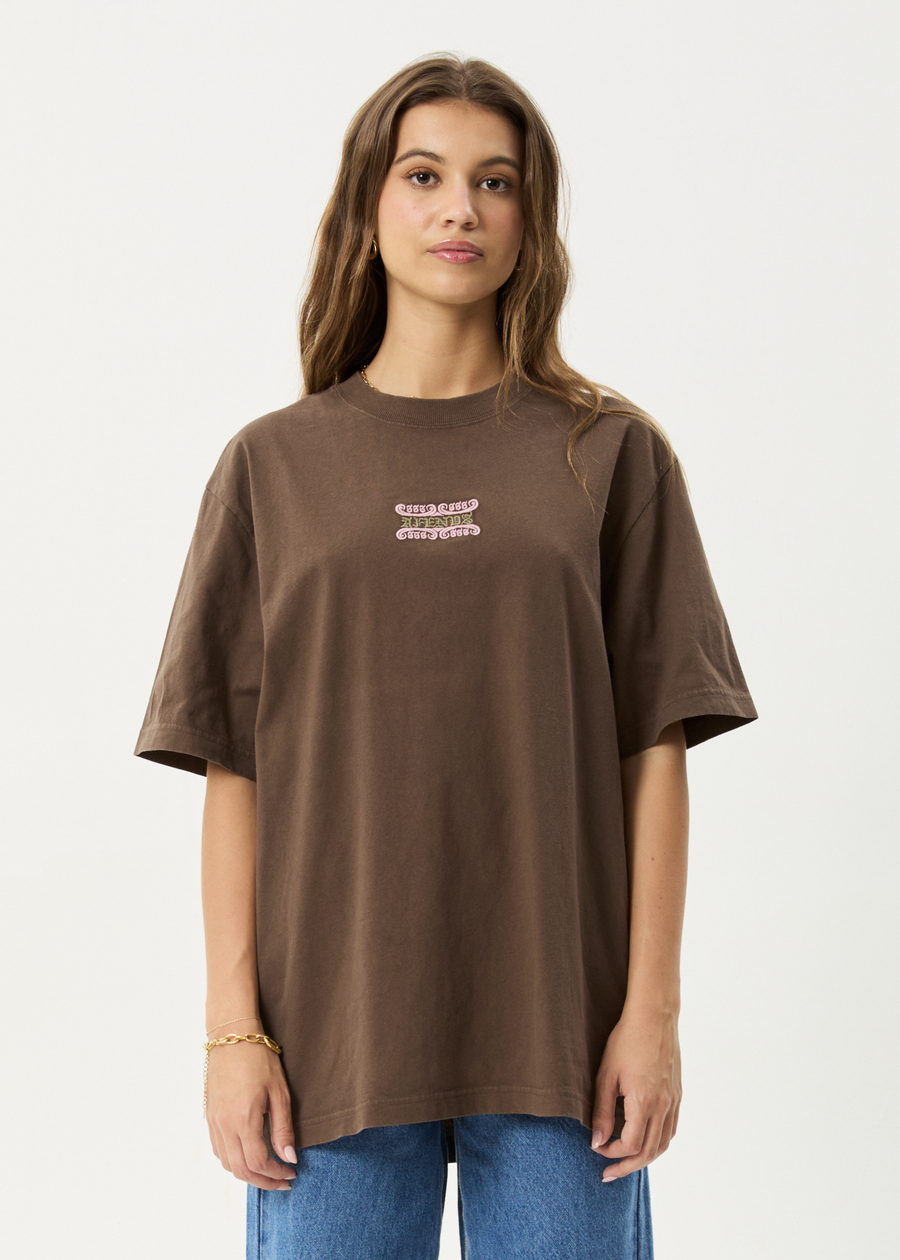AFENDS Mens Sixsixsix - Retro Tee - Coffee