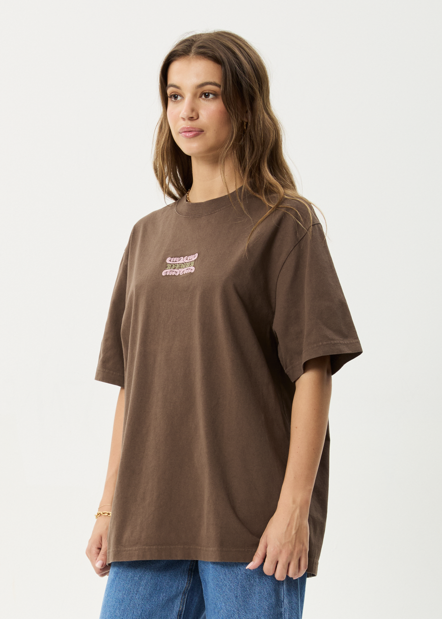 AFENDS Mens Sixsixsix - Retro Tee - Coffee