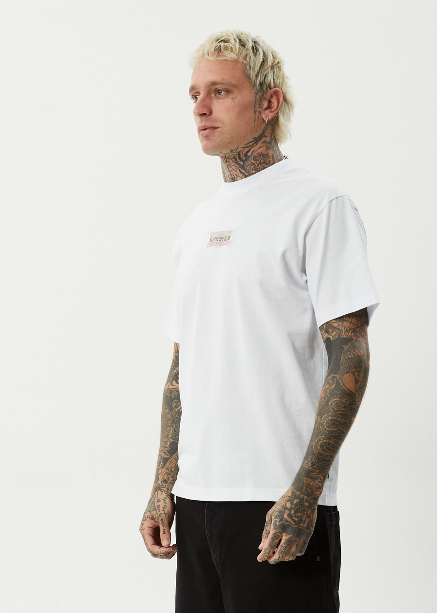 AFENDS Mens Sixsixsix - Retro Tee - White