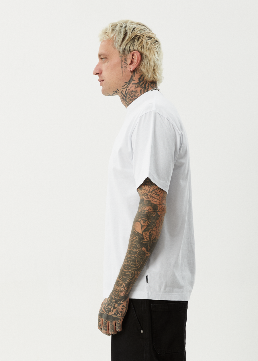 AFENDS Mens Sixsixsix - Retro Tee - White