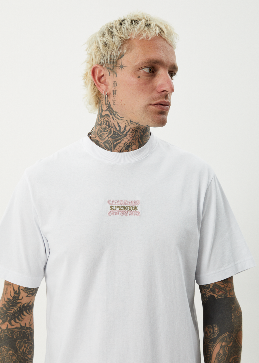 AFENDS Mens Sixsixsix - Retro Tee - White