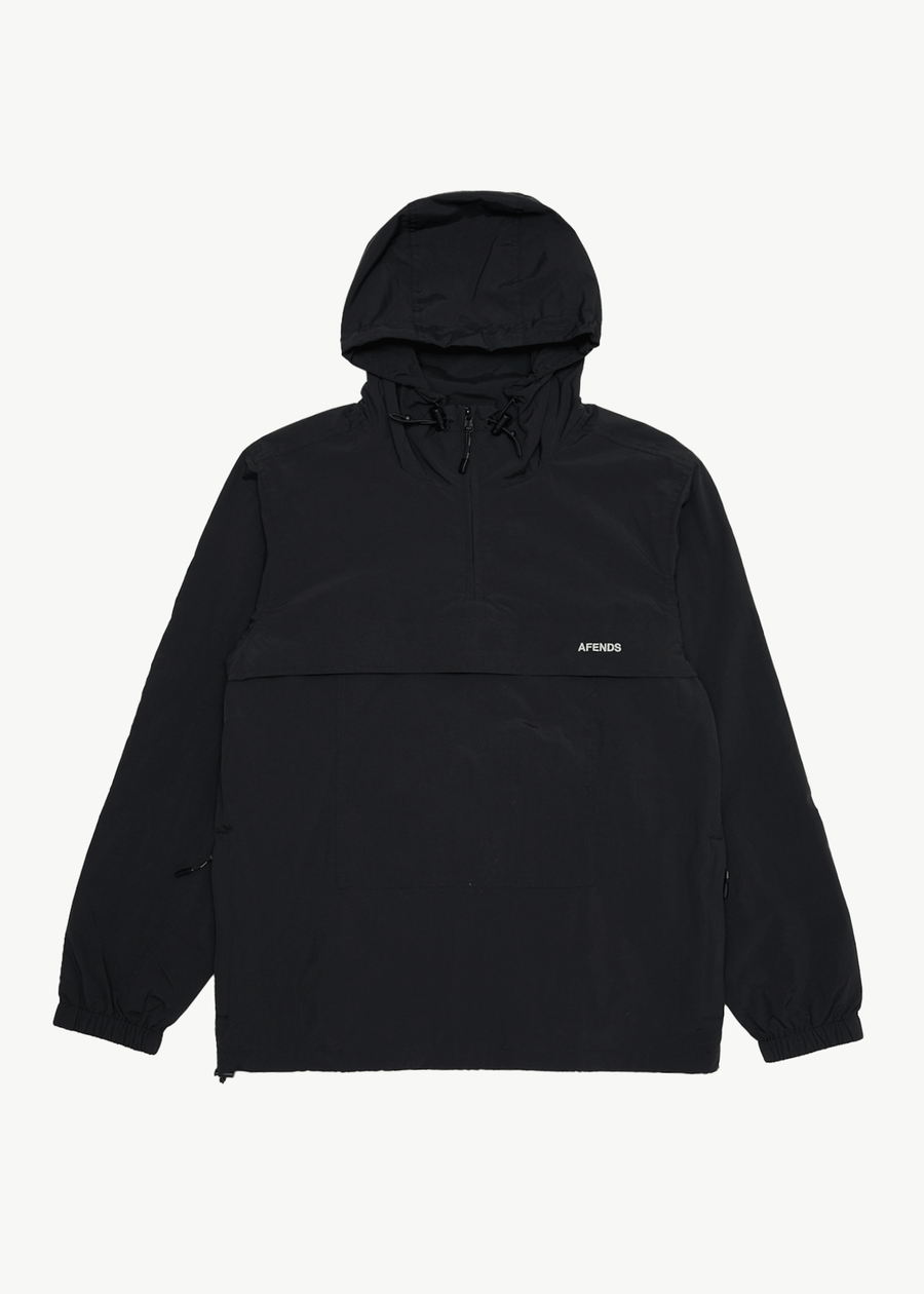 AFENDS Mens System - Water Resistant Spray Anorak Jacket - Black