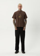 AFENDS Mens Trayback - Boxy Tee - Coffee - Afends mens trayback   boxy tee   coffee