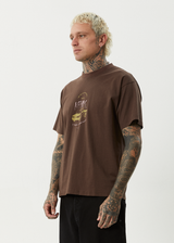AFENDS Mens Trayback - Boxy Tee - Coffee - Afends mens trayback   boxy tee   coffee