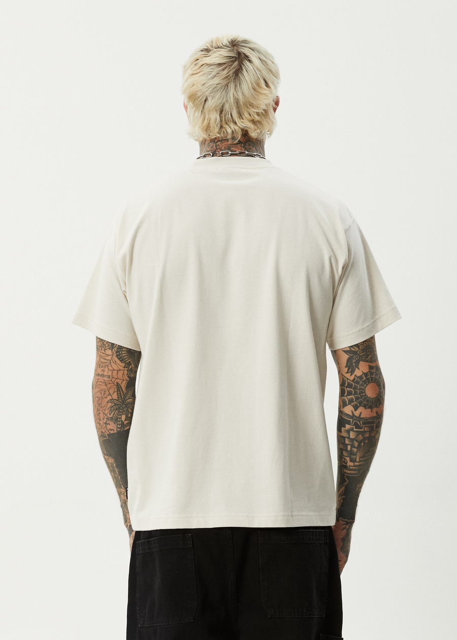 AFENDS Mens Trayback - Boxy Tee - Moonbeam