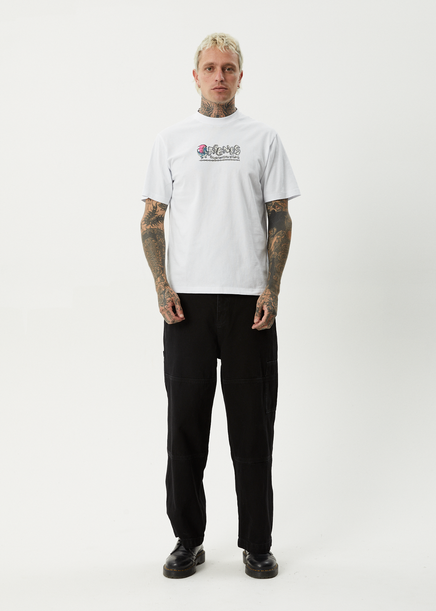 AFENDS Mens Huffenpuff - Retro Tee - White