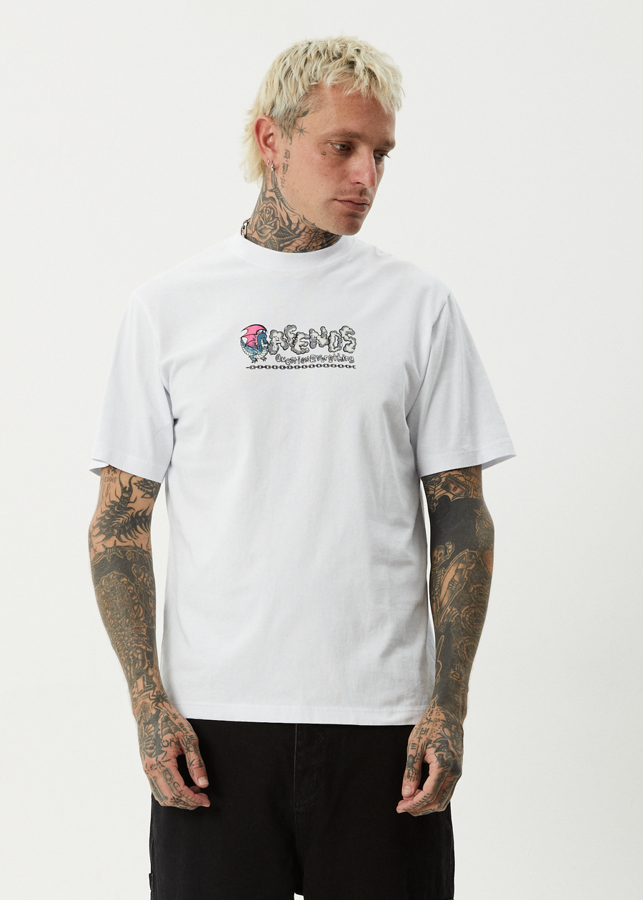 AFENDS Mens Huffenpuff - Retro Tee - White
