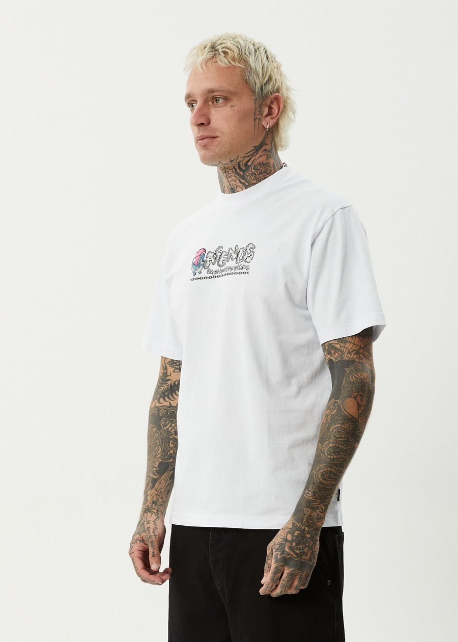 AFENDS Mens Huffenpuff - Retro Tee - White