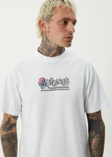 AFENDS Mens Huffenpuff - Retro Tee - White - Afends mens huffenpuff   retro tee   white