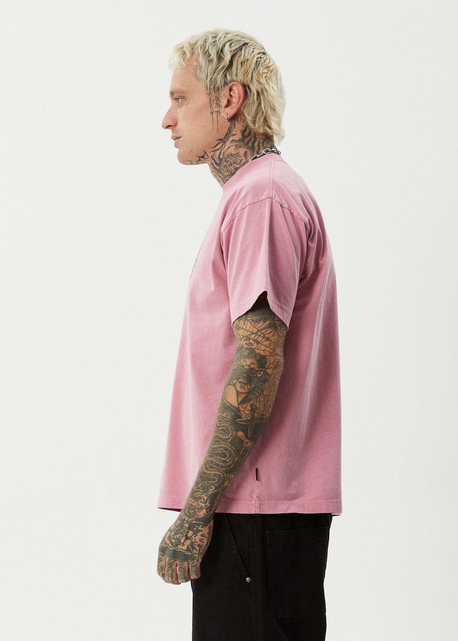 AFENDS Mens Heavy Petal - Heavyweight Boxy Tee - Washed Marrakesh