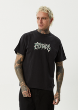 AFENDS Mens Heavy Petal - Heavyweight Boxy Tee - Stone Black - Afends mens heavy petal   heavyweight boxy tee   stone black