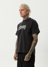 AFENDS Mens Heavy Petal - Heavyweight Boxy Tee - Stone Black - Afends mens heavy petal   heavyweight boxy tee   stone black