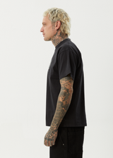 AFENDS Mens Heavy Petal - Heavyweight Boxy Tee - Stone Black - Afends mens heavy petal   heavyweight boxy tee   stone black