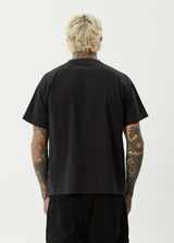 AFENDS Mens Heavy Petal - Heavyweight Boxy Tee - Stone Black - Afends mens heavy petal   heavyweight boxy tee   stone black