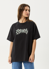 AFENDS Mens Heavy Petal - Heavyweight Boxy Tee - Stone Black - Afends mens heavy petal   heavyweight boxy tee   stone black