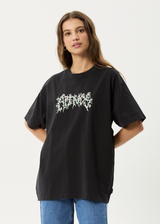 AFENDS Mens Heavy Petal - Heavyweight Boxy Tee - Stone Black - Afends mens heavy petal   heavyweight boxy tee   stone black