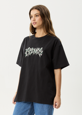 AFENDS Mens Heavy Petal - Heavyweight Boxy Tee - Stone Black - Afends mens heavy petal   heavyweight boxy tee   stone black