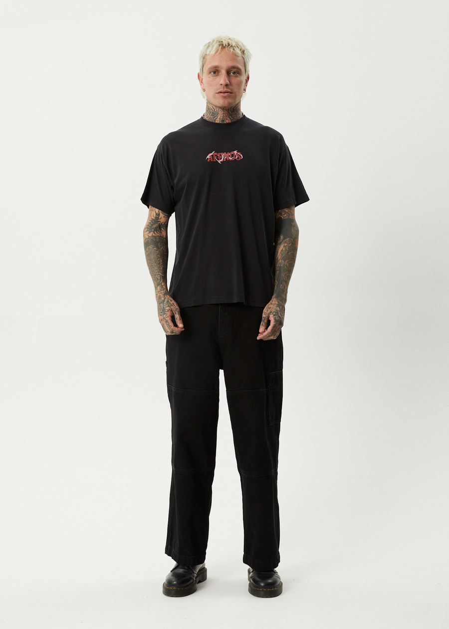 AFENDS Mens Waves - Boxy Tee - Black