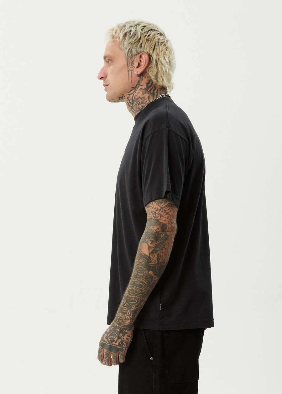 AFENDS Mens Waves - Boxy Tee - Black