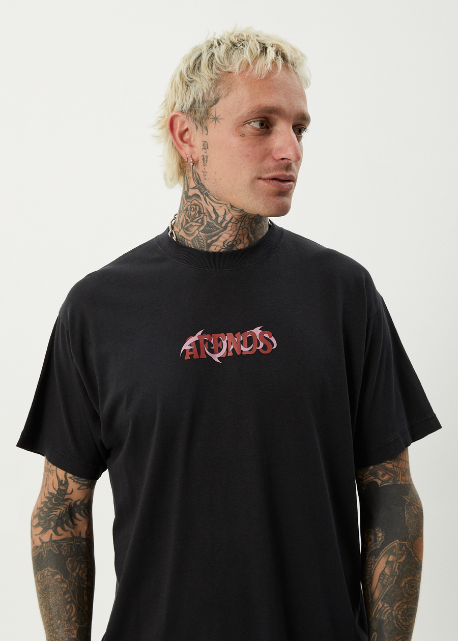 AFENDS Mens Waves - Boxy Tee - Black