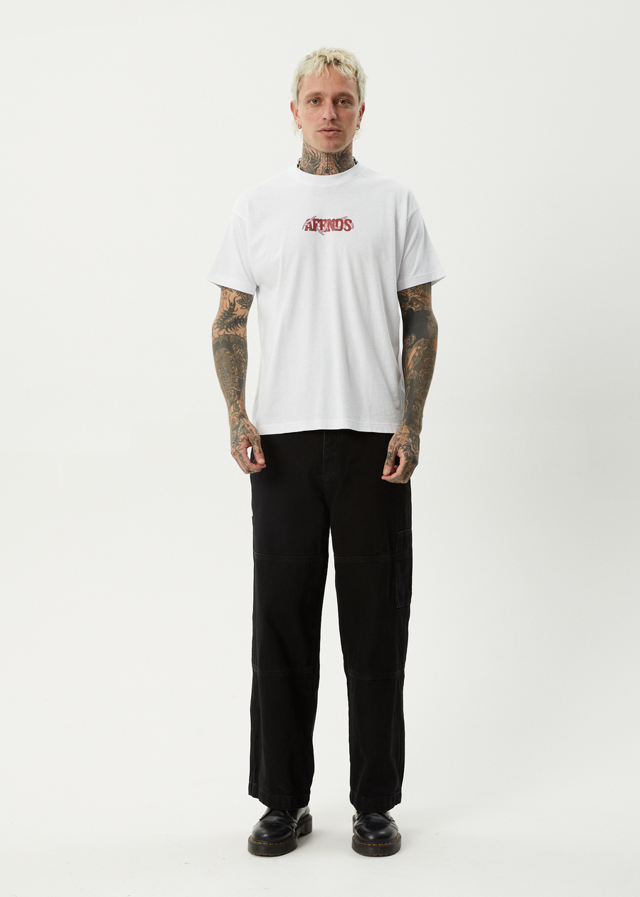 AFENDS Mens Waves - Boxy Tee - White