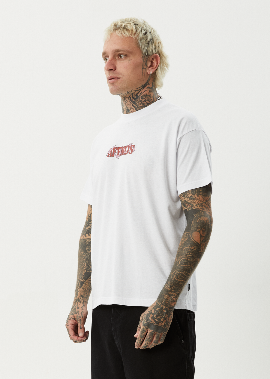 AFENDS Mens Waves - Boxy Tee - White