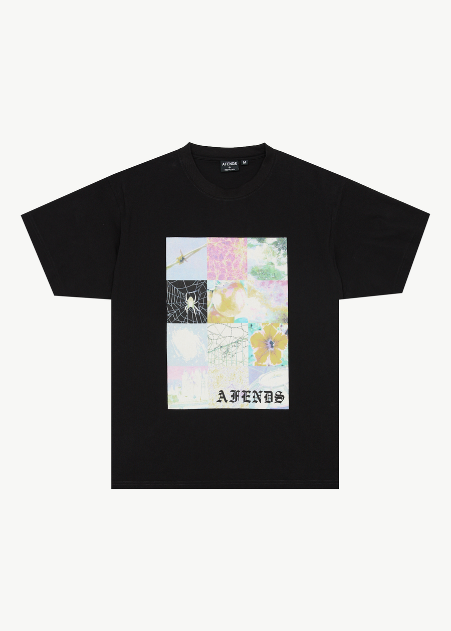 AFENDS Mens Sadworld - Heavyweight Boxy Tee - Black