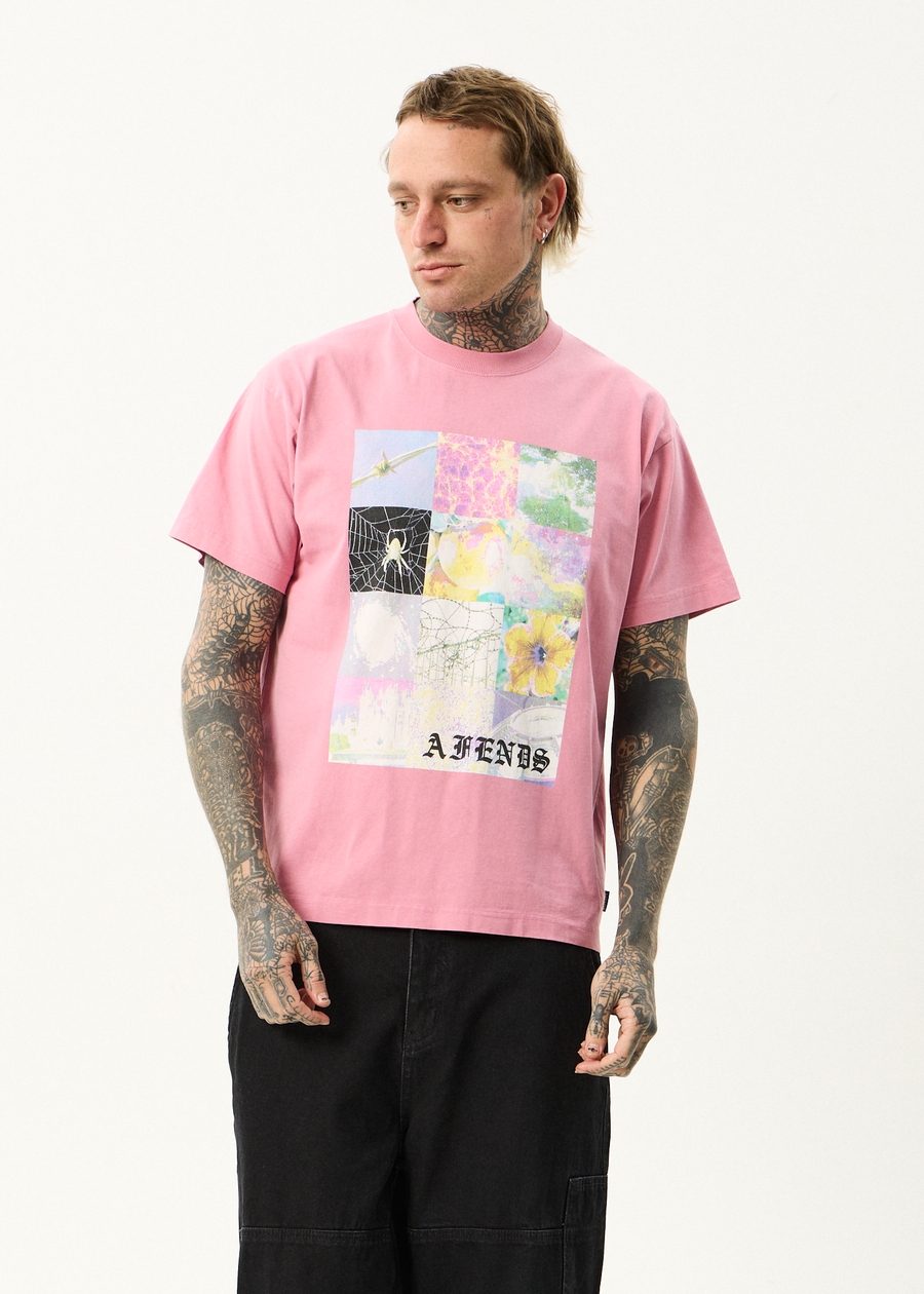 AFENDS Mens Sadworld - Heavyweight Boxy Tee - Washed Marrakesh