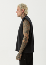 AFENDS Mens Mix Up - Sleeveless Tee - Stone Black - Afends mens mix up   sleeveless tee   stone black