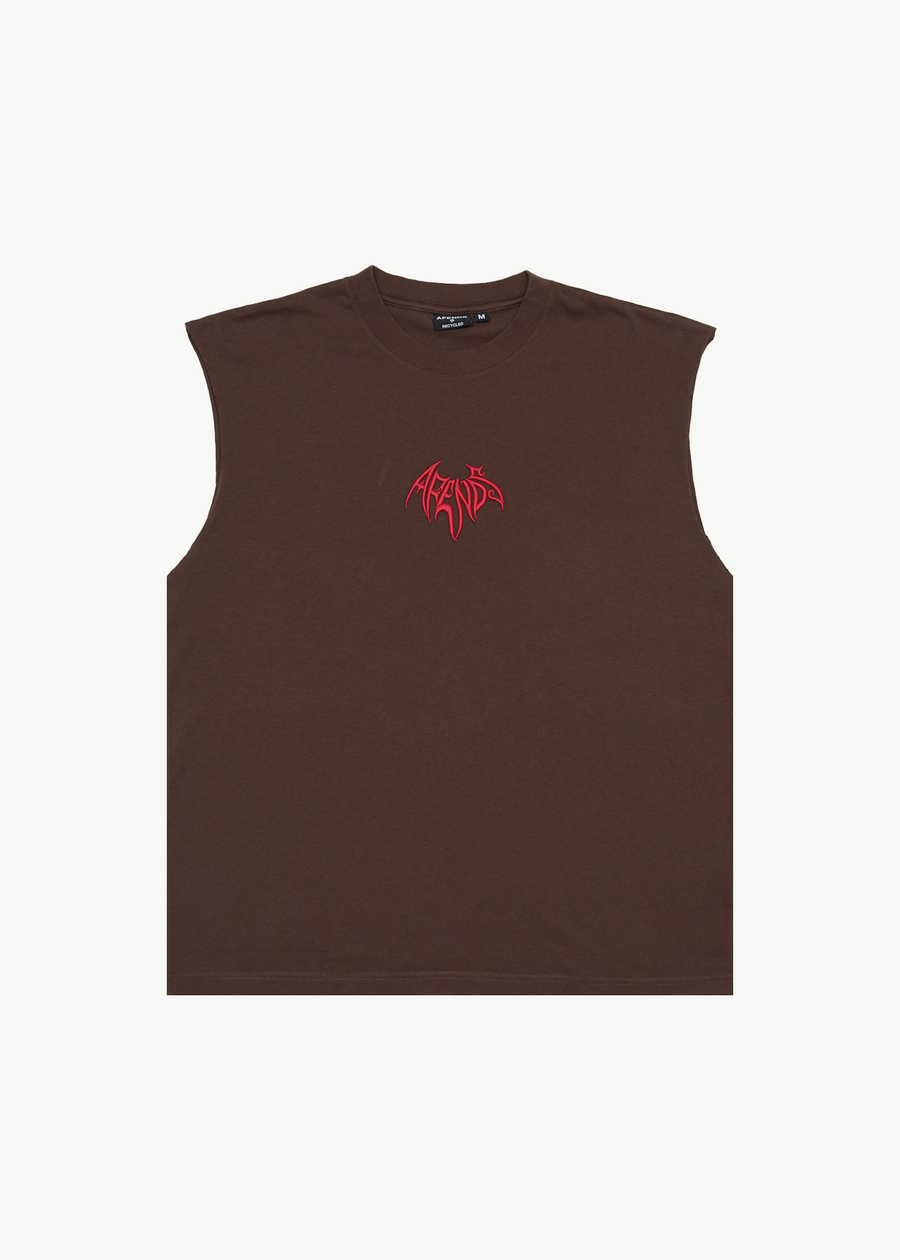 AFENDS Mens Bats - Sleeveless Tee - Coffee