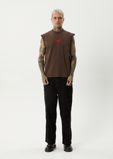 AFENDS Mens Bats - Sleeveless Tee - Coffee - Afends mens bats   sleeveless tee   coffee