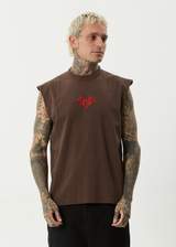 AFENDS Mens Bats - Sleeveless Tee - Coffee - Afends mens bats   sleeveless tee   coffee