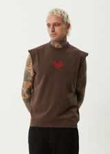 AFENDS Mens Bats - Sleeveless Tee - Coffee - Afends mens bats   sleeveless tee   coffee