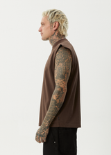 AFENDS Mens Bats - Sleeveless Tee - Coffee - Afends mens bats   sleeveless tee   coffee