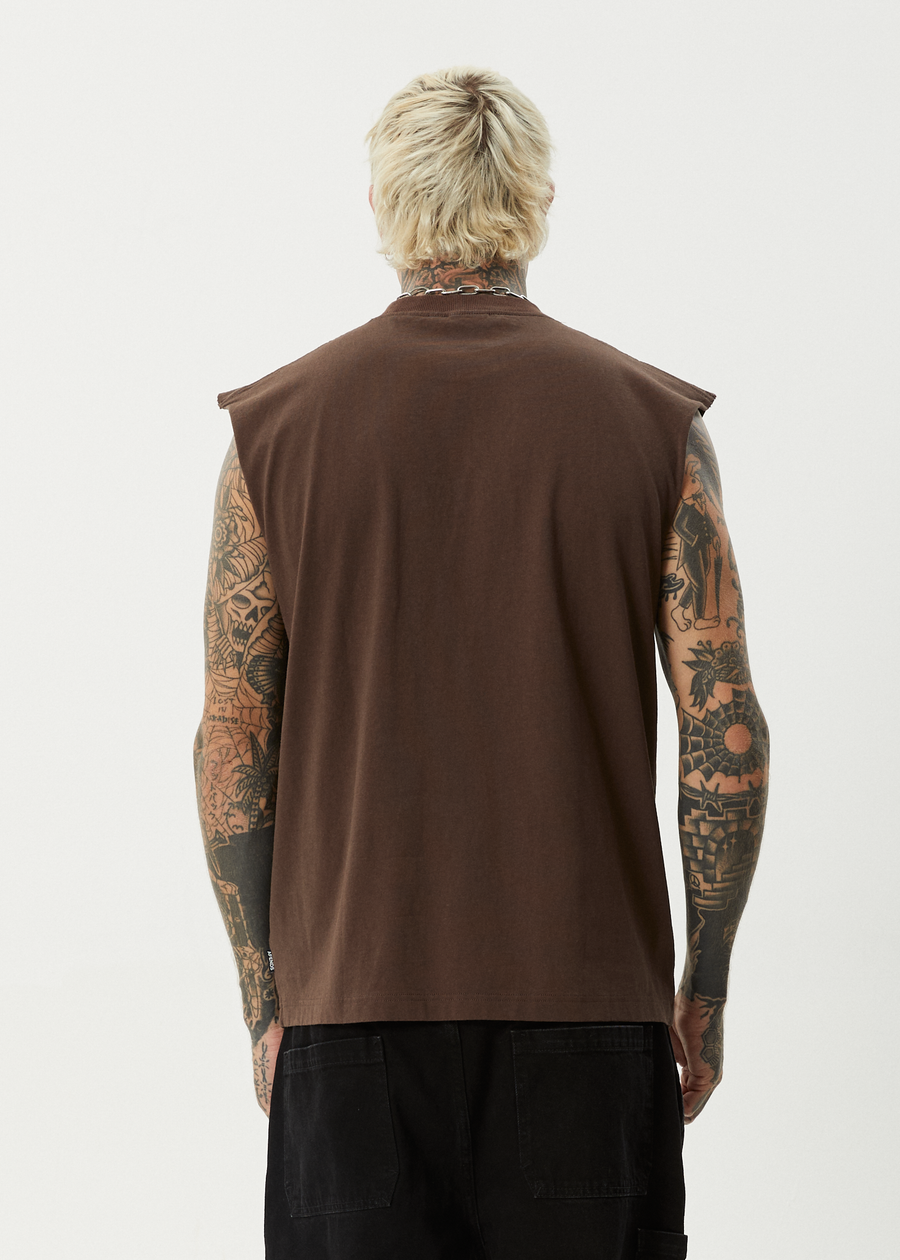 AFENDS Mens Bats - Sleeveless Tee - Coffee