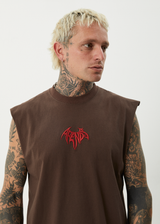 AFENDS Mens Bats - Sleeveless Tee - Coffee - Afends mens bats   sleeveless tee   coffee
