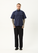 AFENDS Mens Overdie - Overdyed Short Sleeve Shirt - Deep Sea - Afends mens overdie   overdyed short sleeve shirt   deep sea