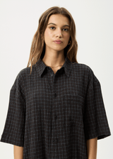 AFENDS Mens Dusk - Seersucker Check Shirt - Black Check - Afends mens dusk   seersucker check shirt   black check