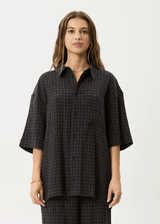 AFENDS Mens Dusk - Seersucker Check Shirt - Black Check - Afends mens dusk   seersucker check shirt   black check