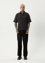 AFENDS Mens Dusk - Seersucker Check Shirt - Black Check - Afends mens dusk   seersucker check shirt   black check
